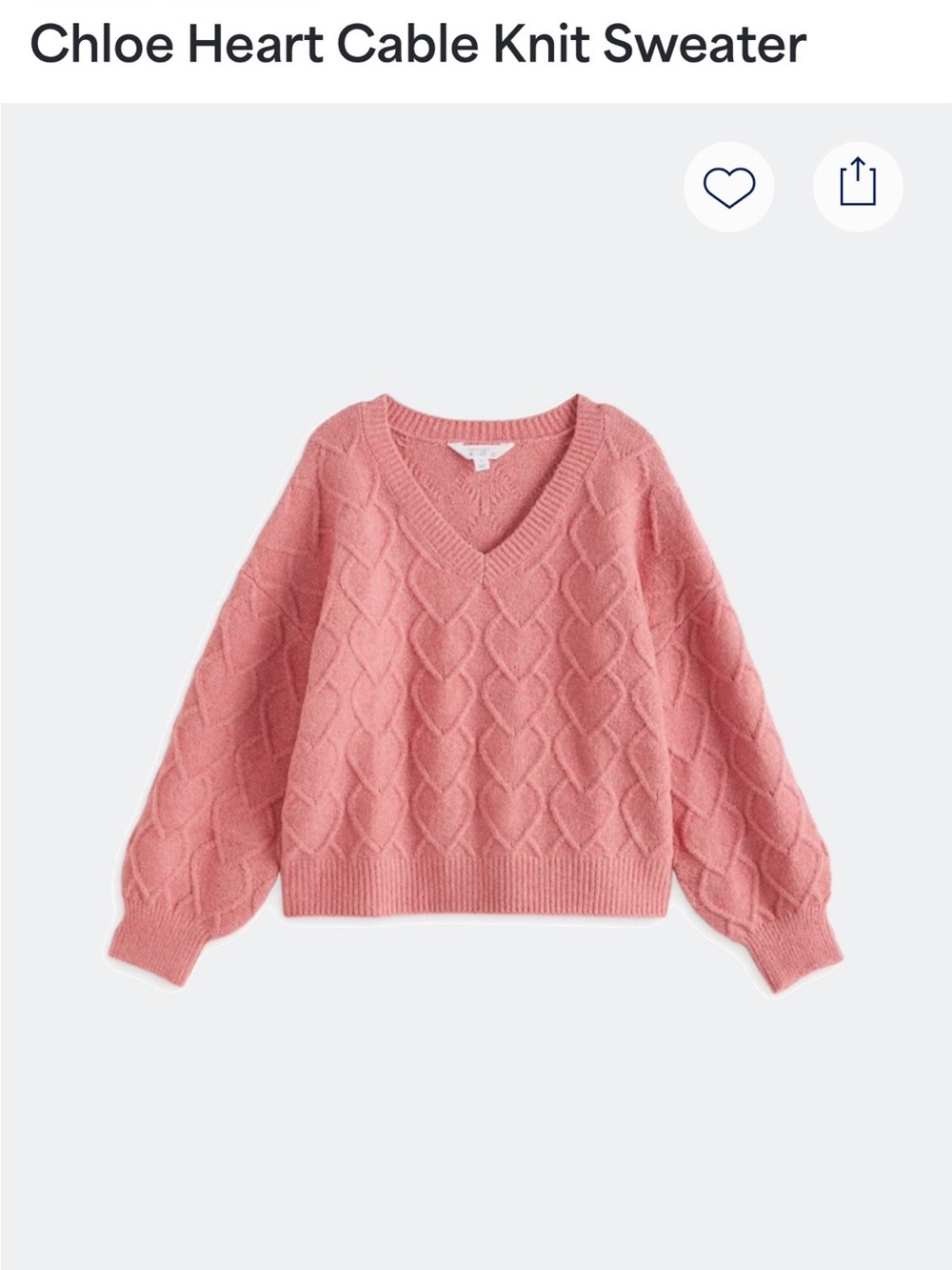 Market & Spruce Chloe Heart Cable Knit V-Neck Sweater - Dusty Pink
